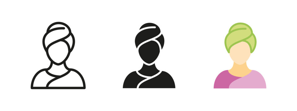 Spa icon. Woman with towel on head vector illustration. Relaxing self-care and beauty treatment symbol. Perfect for wellness, skincare and rejuvenation concepts.