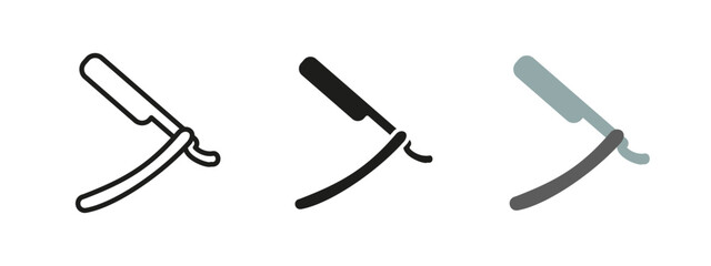 Straight razor icon. Classic barber tool vector illustration. Grooming and shaving symbol representing vintage barbershop style, sharp precision and professional self-care.