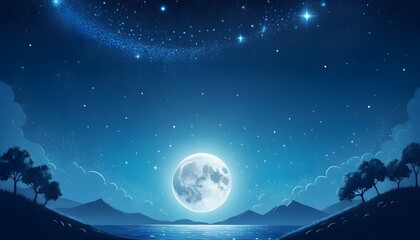 Fototapeta premium Tranquil moonlit night landscape