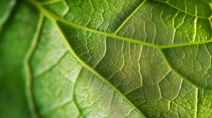 Obraz premium Close-Up View of a Vibrant Green Leaf Texture Highlighting Nature's Organic Elegance and Detailed Intricacies