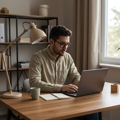 Freelancer hispano trabajando desde casa