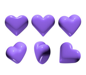 Obraz premium 3D Heart icon Graphic set. 하트 그래픽 png. 투명배경. 꾸밈 요소