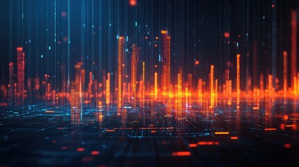 Naklejka premium 3D visualization of financial growth graph with upward trend