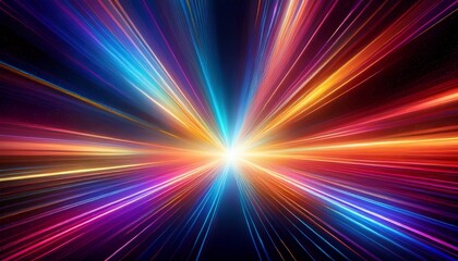 Iridescent light patterns resembling solar flares, bursting in vibrant colors across space, creating a dynamic and cosmic display of energy.
