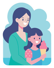 Happy Mother's Day! Joyful Mom and Daughter Embrace, Celebrating Love and Family Bonds. Art Fun Care