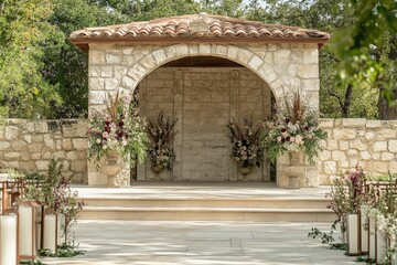 Fototapeta premium A beautiful outdoor wedding ceremony venue is prepared for guests