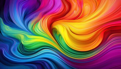 Obraz premium Intense swirling of rainbow colors that blur and melt into one another, forming abstract shapes and dynamic, fluid patterns. 
