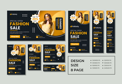 Fashion Sale Web Banners Super Yellow Theme