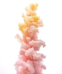 Ink Cloud Flowing with Yellow and Pink Shades in Water Background