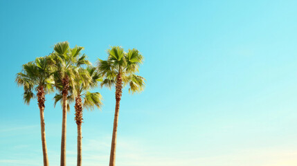 Palm trees stand tall against a clear blue sky on a sunny day