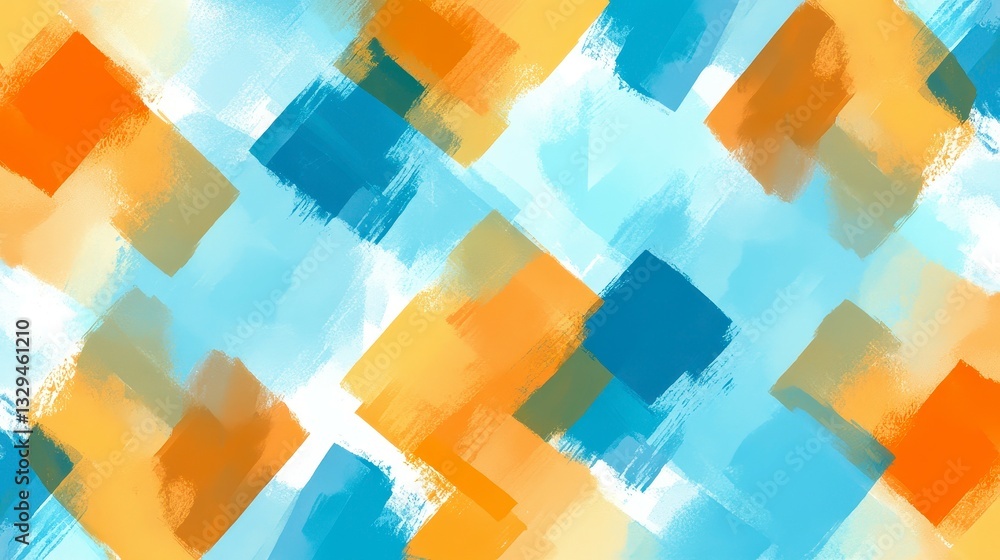 Poster bright and vibrant abstract background with overlapping squares in a harmonious blend of hues and br