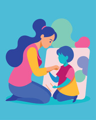 Joyful Mother's Day: A Mom and Child Painting Together, Happy Family Art Time, Creative Bonding Kid 