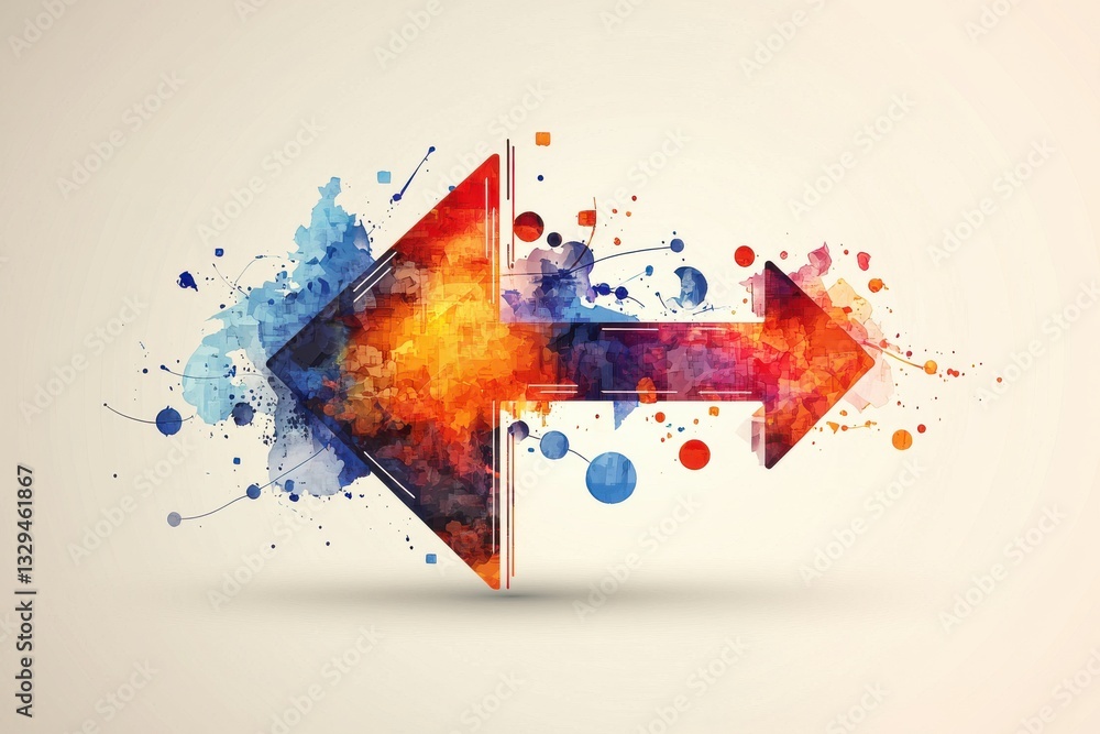 Poster Colorful abstract arrows representing direction and movement conveying creativity and progression in modern design