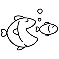 Big fish eating small fish in capitalism vector illustration