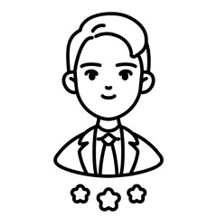 Businessman in suit with star ratings customer feedback vector illustration