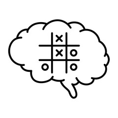 Brain with Tic-Tac-Toe game vector illustration