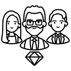 Business people with diamond below professional concept vector illustration