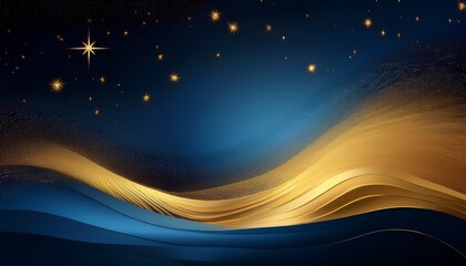 Obraz premium A gradient from dark midnight blue fading into soft, glowing gold, creating a celestial feel with a harmonious and ethereal effect. 