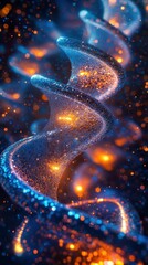 abstract representation of glowing DNA strands, futuristic and scientific, vibrant and high-tech composition, detailed design