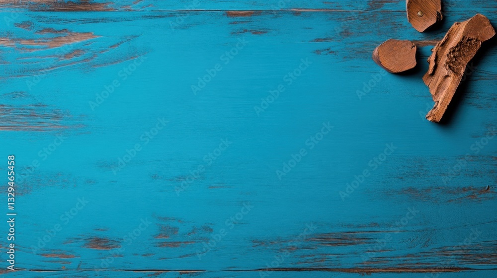 Poster a faded teal canvas with marks from old tools or paint, showing the passage of time and a sense of c