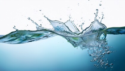 Obraz premium Gentle water splashes captured in motion at the edges, creating a refreshing and dynamic effect on a clean white background