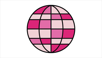 Pink and White Grid Globe Vector Design.