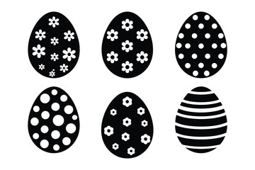 Easter Eggs with Floral and Polka Dot Patterns Vector