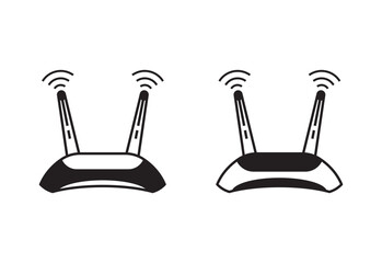 Wifi router icon set ,line style isolated on white background 