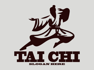 Fototapeta premium tai chi Dynamic martial arts figure silhouette in action pose. Sport graphic design. tai chi Chinese martial arts, tai chi is an interesting martial art. suitable for martial arts vector logo