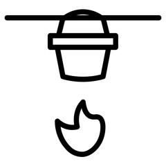 Cooking Food Flame Line Icon