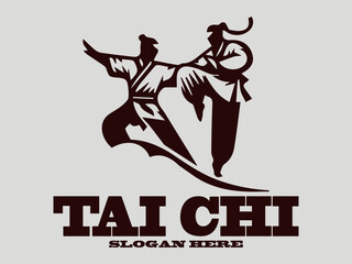 tai chi Dynamic martial arts figure silhouette in action pose. Sport graphic design. tai chi Chinese martial arts, tai chi is an interesting martial art. suitable for martial arts vector logo