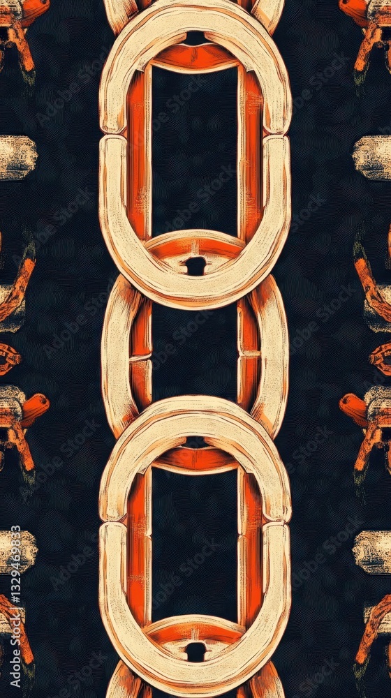 Poster a vertical repeating pattern with links and abstract elements