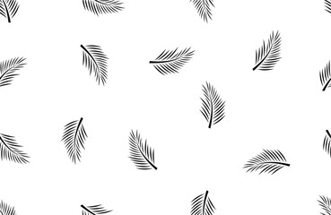palm leaves seamless pattern. seamless pattern with black palm leaves on white background.