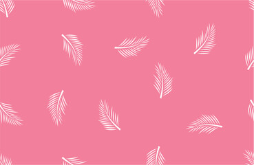 seamless pattern with white palm leaves on pink background. palm tree leaves seamless pattern.