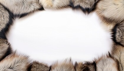 An elegant wolf fur frame with a soft gradient blending, creating a natural and sophisticated look on a white background.
