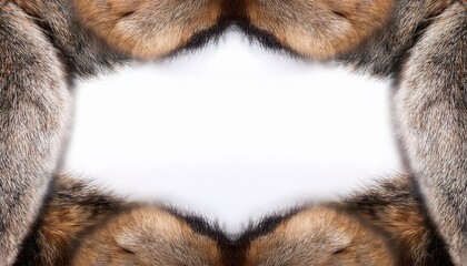 Obraz premium An elegant wolf fur frame with a soft gradient blending, creating a natural and sophisticated look on a white background. 