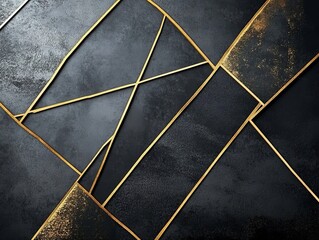 Abstract geometric design with gold lines.