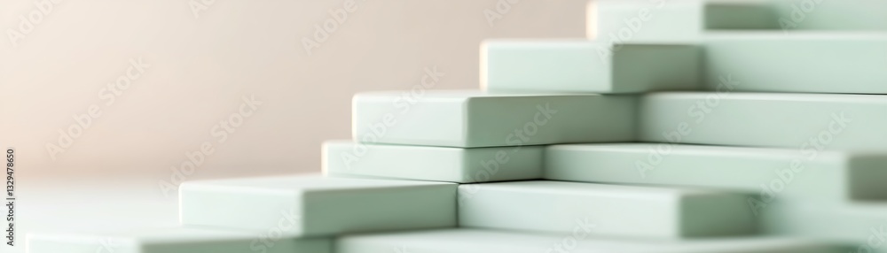 Poster overlapping semi-transparent geometric shapes in soft green align along the bottom border, set again