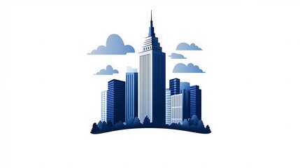 Obraz premium Modern Cityscape: A Digital Illustration of a Skyline Under a Cloudy Sky AI Generated
