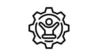 Person and Gear Symbol with Industrial Concept Vector