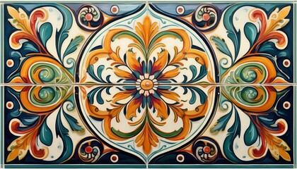 Decorative tile designs from Spanish architecture, featuring vibrant, intricate patterns in rich colors.
