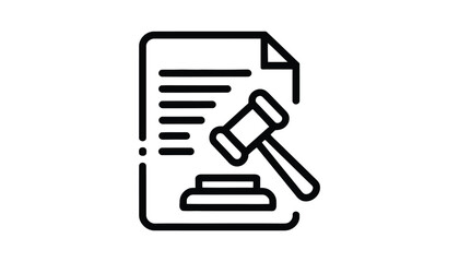 Legal Document with Gavel Icon Vector.