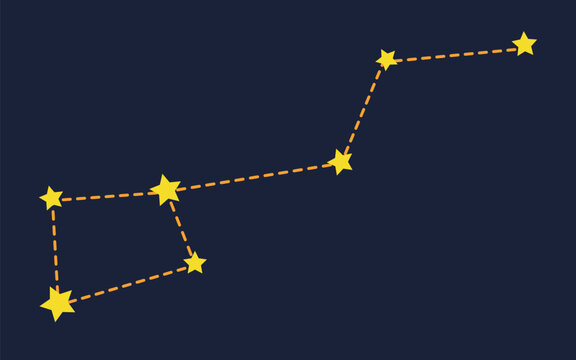 Constellation, Ursa Major. Vector of starry sky made by hand in flat cartoon style