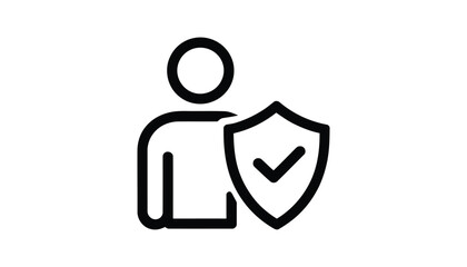 Personal Security Protection Icon with Shield and Checkmark.