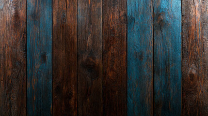 Obraz premium Textured wooden background with a mix of dark brown and blue hues