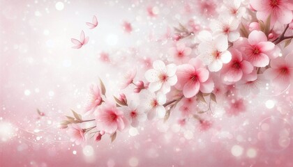 Delicate pink cherry blossoms bloom, a spring floral beauty