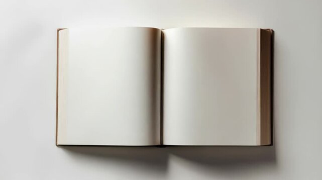Creating a blank canvas for imagination in an open book with empty pages for storytelling and ideas