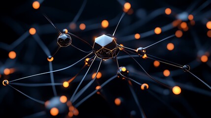 Interconnected Crystal Structures: A 3D Render of a Molecular Network AI Generated
