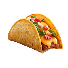 Fluffy 3D Cartoon Taco with Glowing Cheese Isolated on Transparent Background