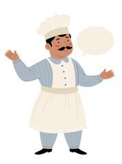 Italian chef with space for text. Pastel vintage colors. Pastry chef.